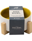 Ceramic Dog Bowl with Wooden Stand - Whine & Dine