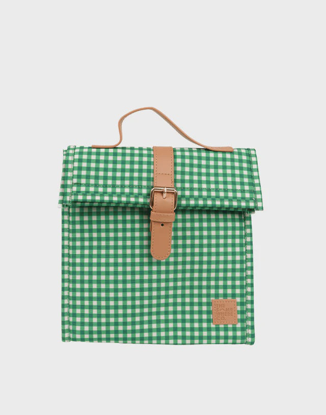 Green Gingham Lunch Satchel