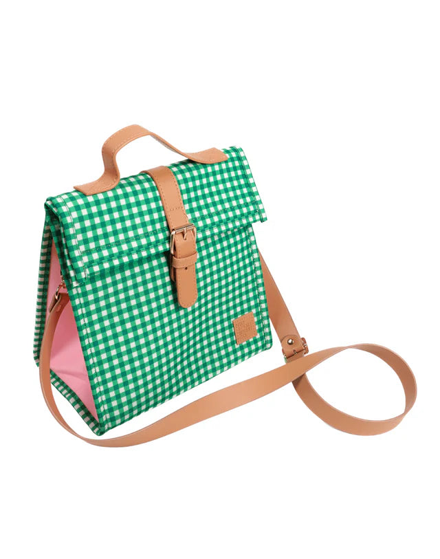 Green Gingham Lunch Satchel