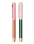 Color Block Pens - Set of 2 - Red Orange + Emerald