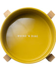 Ceramic Dog Bowl with Wooden Stand - Whine & Dine