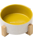 Ceramic Dog Bowl with Wooden Stand - Whine & Dine