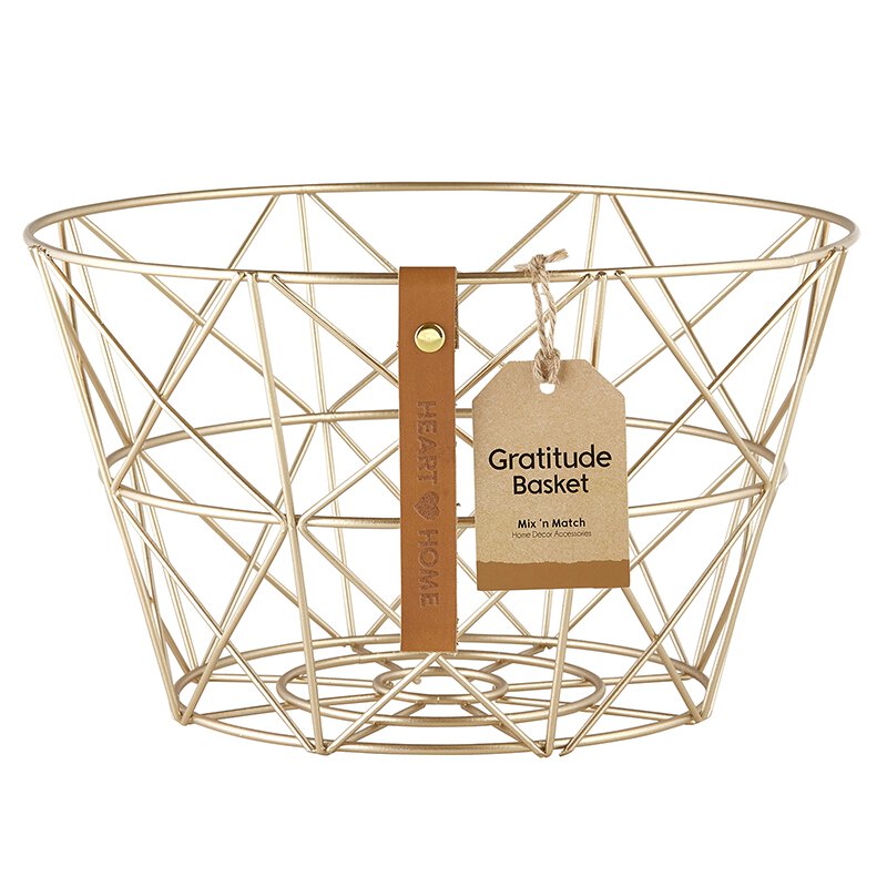 Wire Baskets - Gratitude - Gold - Round