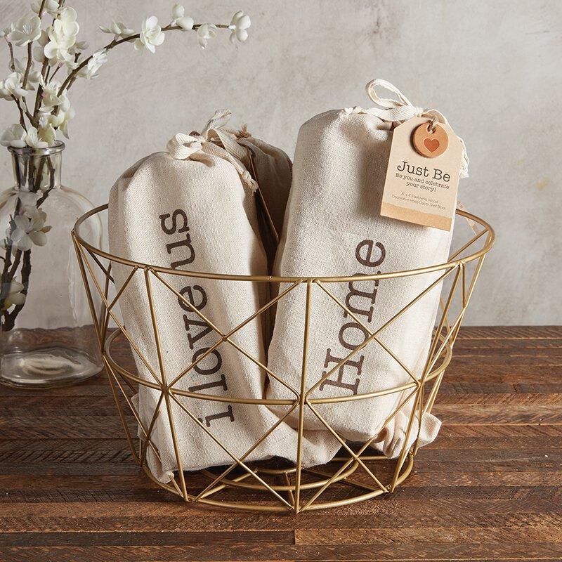 Wire Baskets - Gratitude - Gold - Round