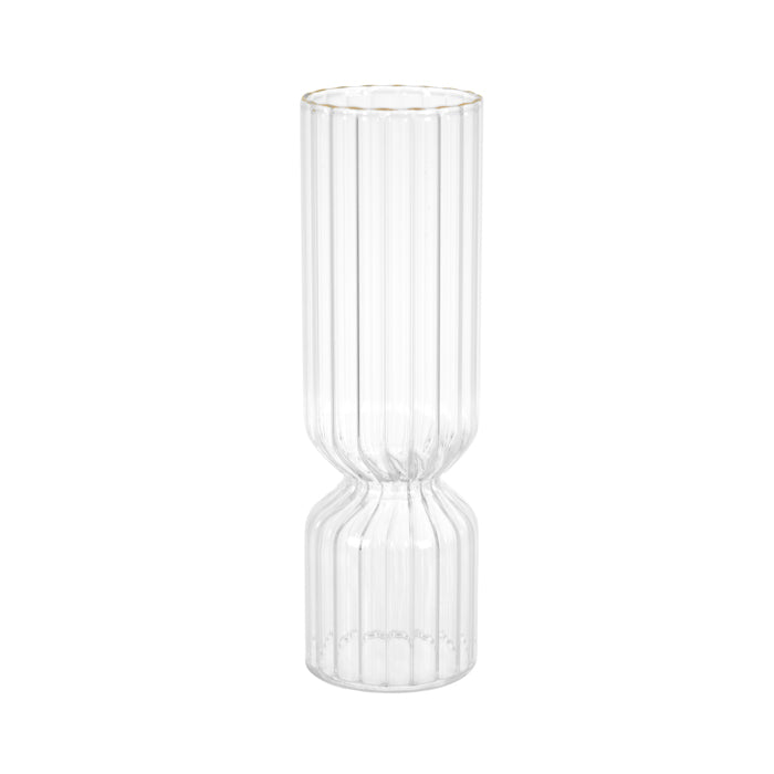 PINTO GOLD RIM CLEAR VASE WAISTED NARROW