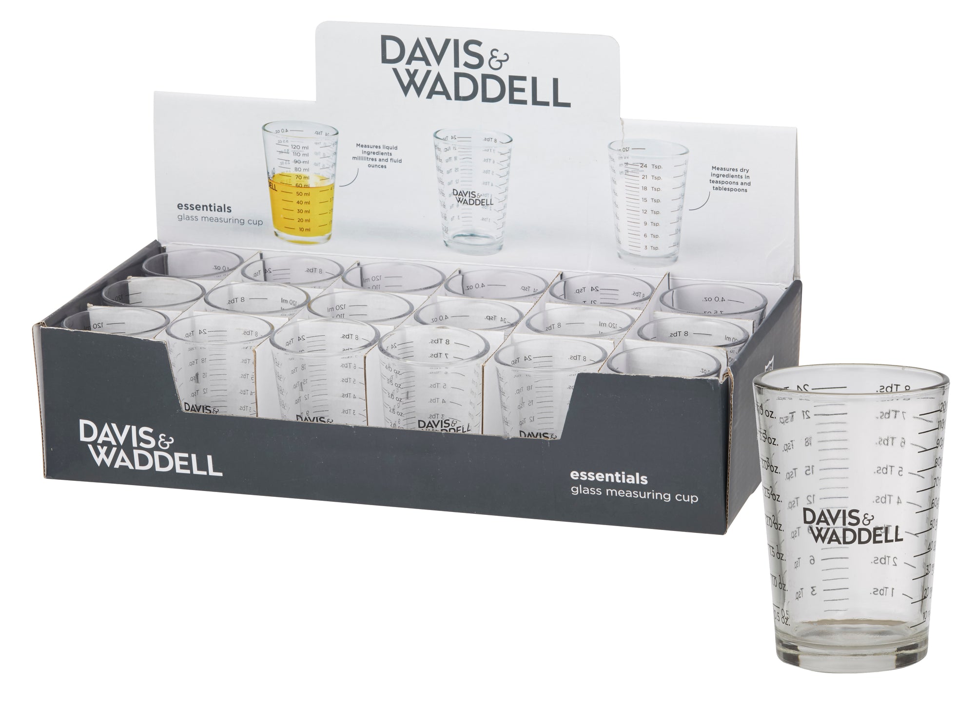 DAVIS &amp; WADDELL GLASS MEASURING CUP CLEAR