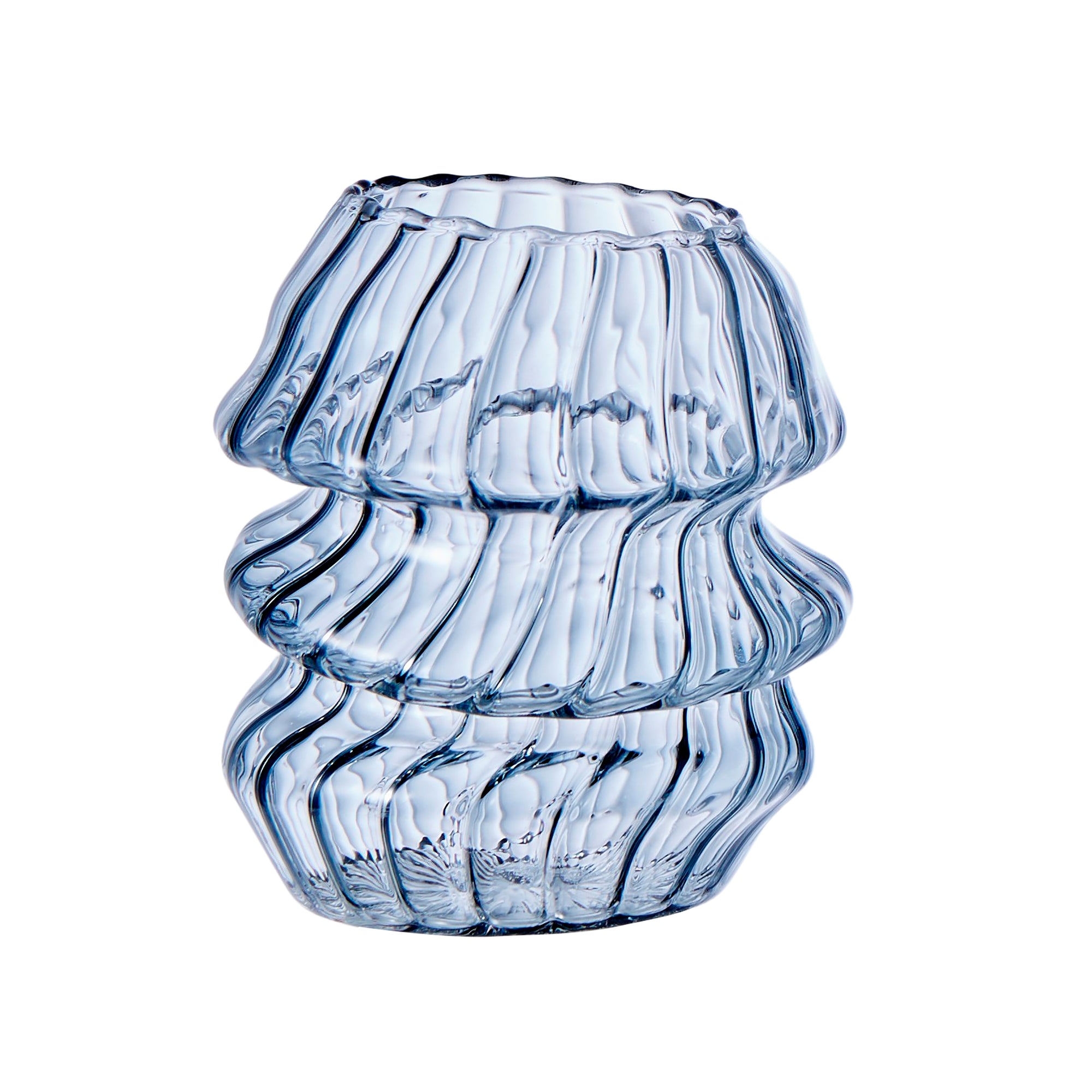 Emporium Ribbed Glass Vase Blue