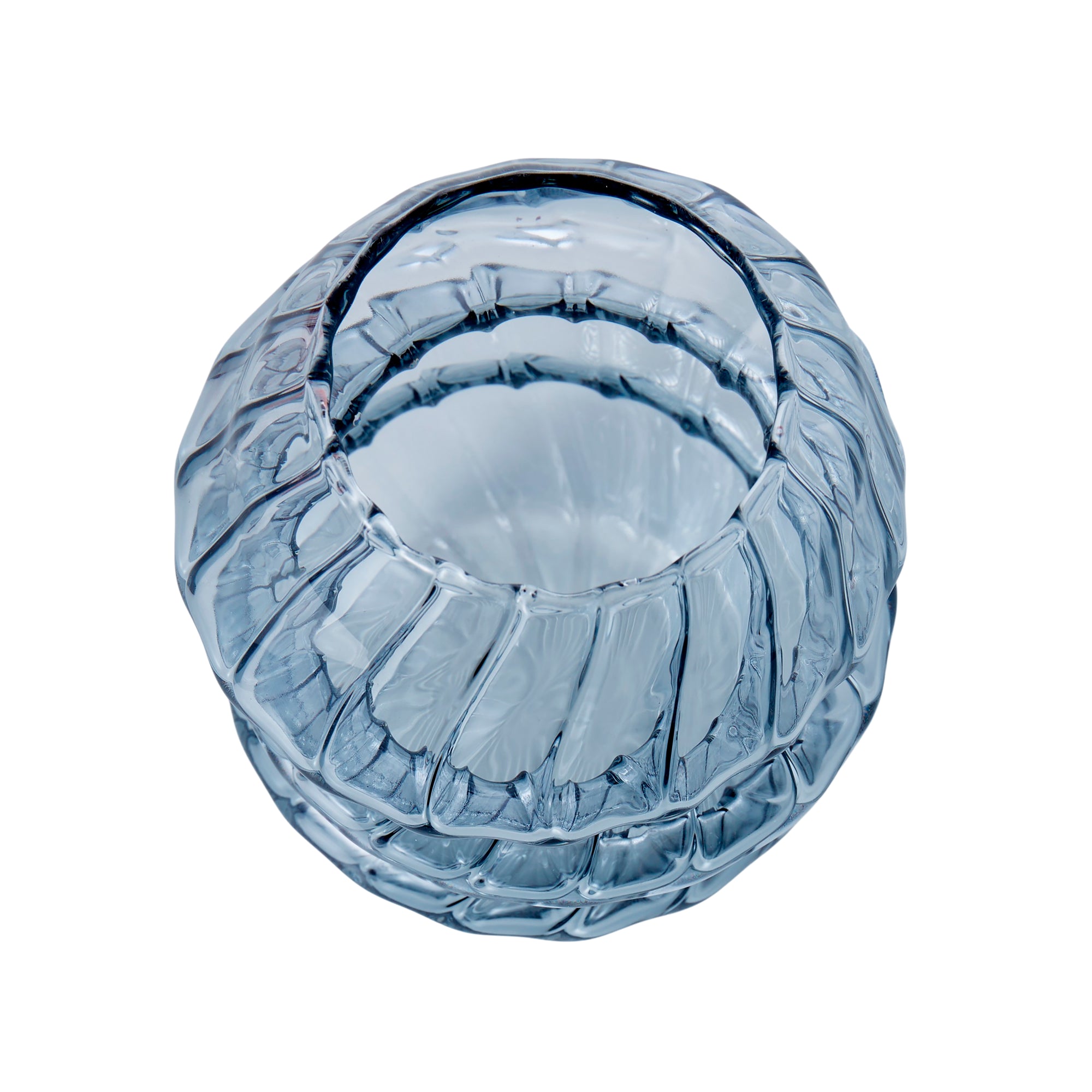 Emporium Ribbed Glass Vase Blue